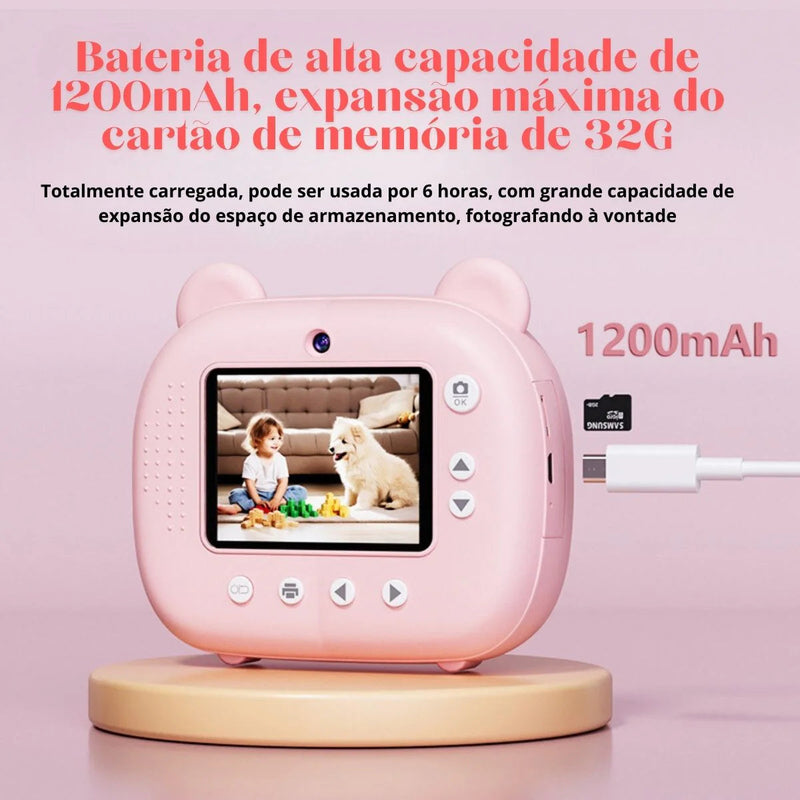 Câmera Polaroid Infantil - Impressão instantânea + Cartão de Memória de 32GB de Brinde