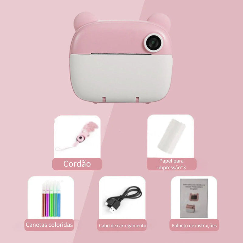 Câmera Polaroid Infantil - Impressão instantânea + Cartão de Memória de 32GB de Brinde