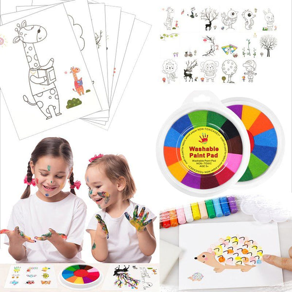 Kit de Pintura à Dedo Montessori - Não tóxico e Lavável