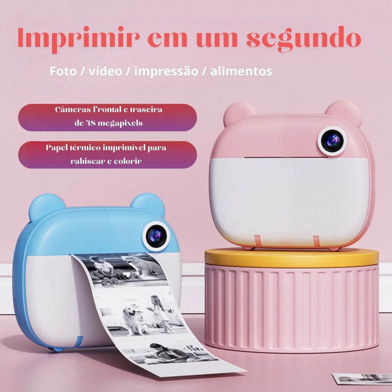 Câmera Polaroid Infantil - Impressão instantânea + Cartão de Memória de 32GB de Brinde